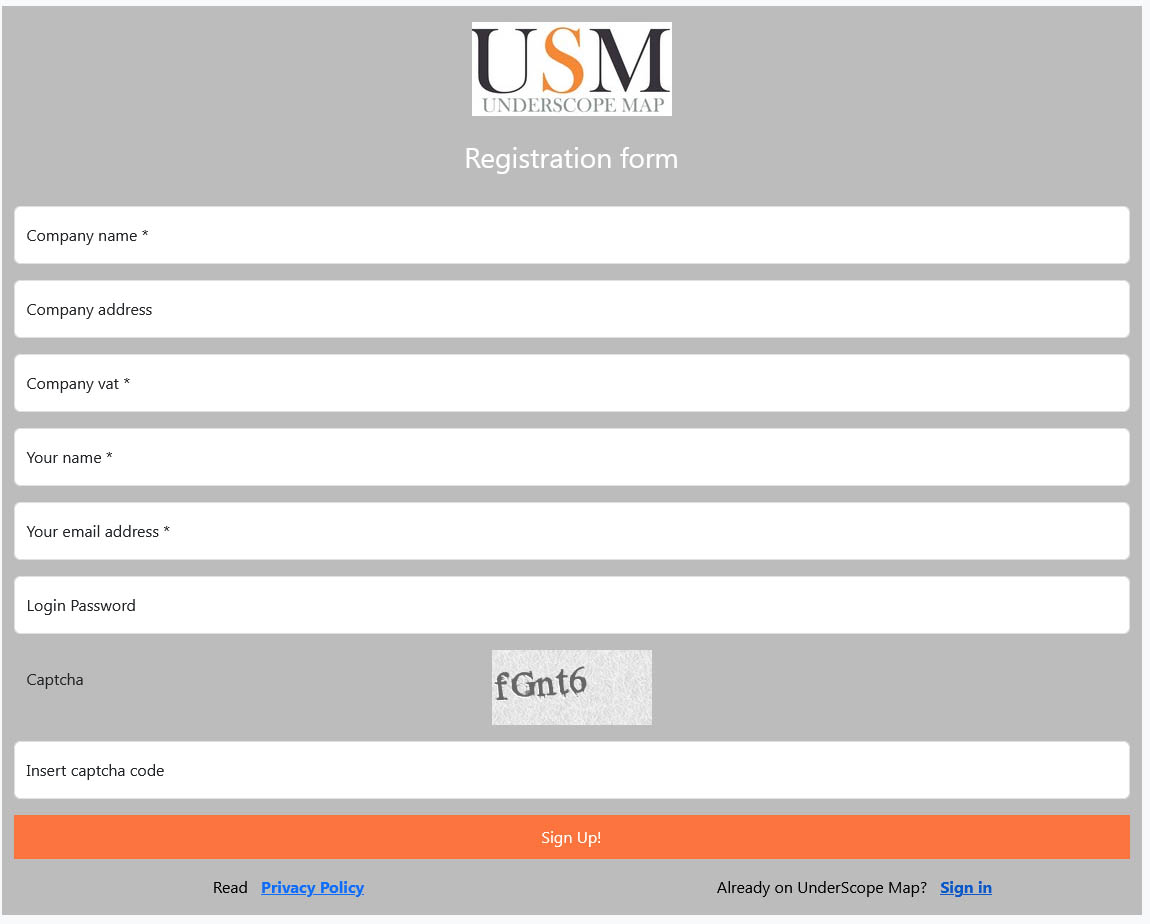 Signup form